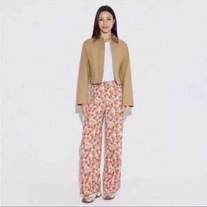 Large Mid-Rise Printed Corduroy Pants Wild Fable Cream Floral